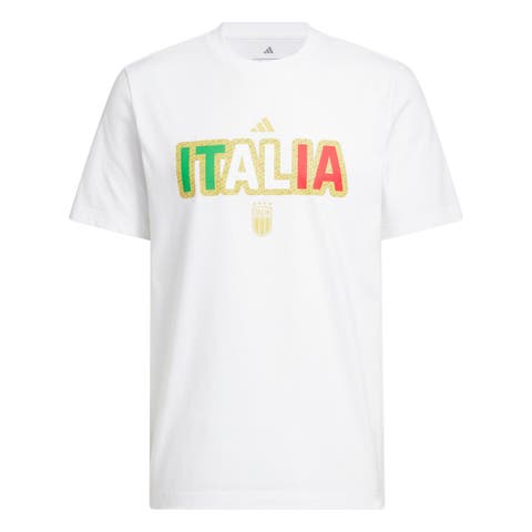 Men's adidas White Italy National Team Jersey Hook T-Shirt