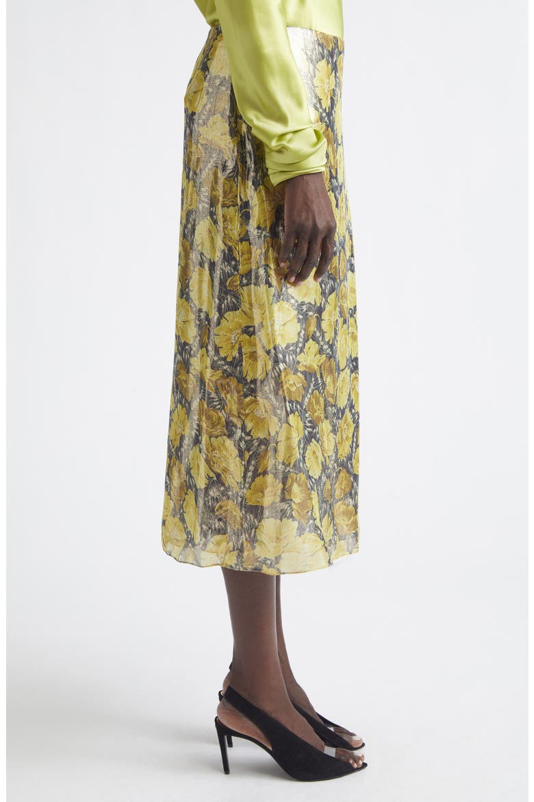 After Winter Metallic Poppies Print Skirt, Alternate, color, YELLOW MULTI