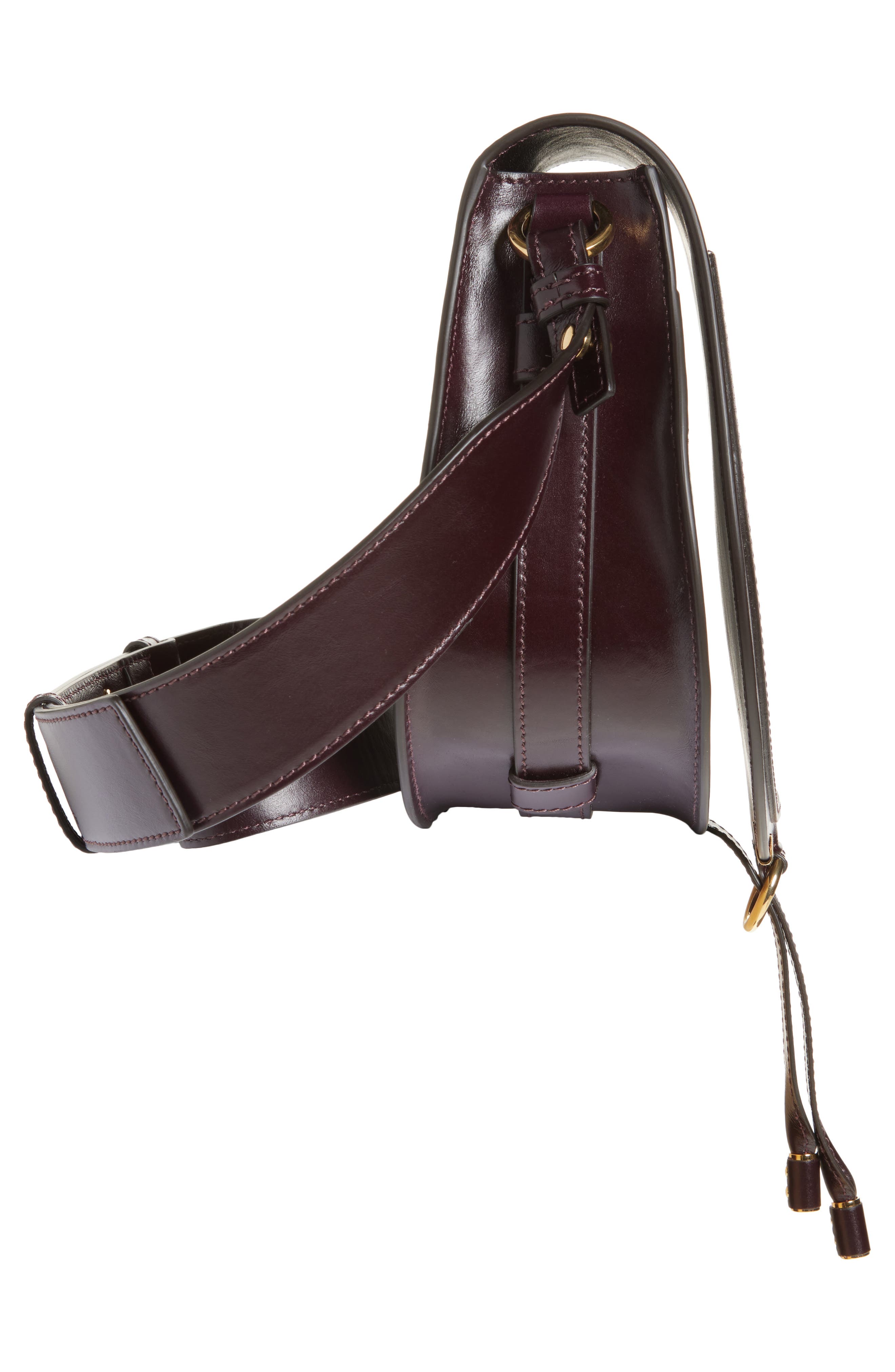 Chloé Medium Marcie Shiny Leather Crossbody Bag, Alternate, color, Auburn Red