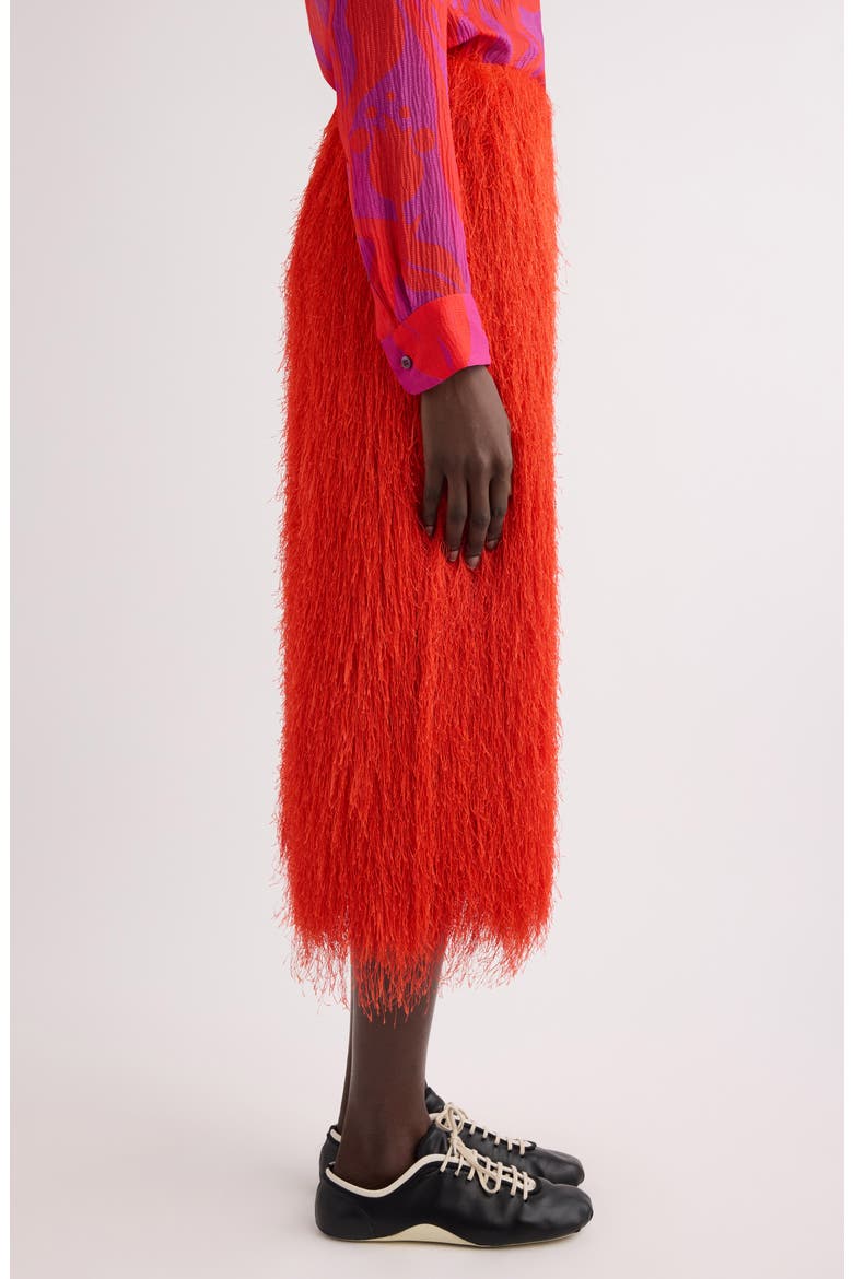 Sonka Tris Fringe Midi Skirt, Alternate, color, RED
