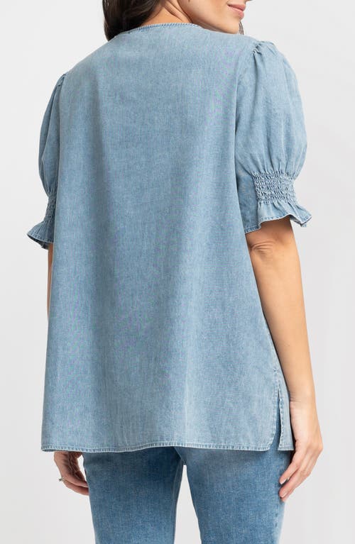 SERAPHINE SERAPHINE CHAMBRAY BUTTON-UP MATERNITY SHIRT 
