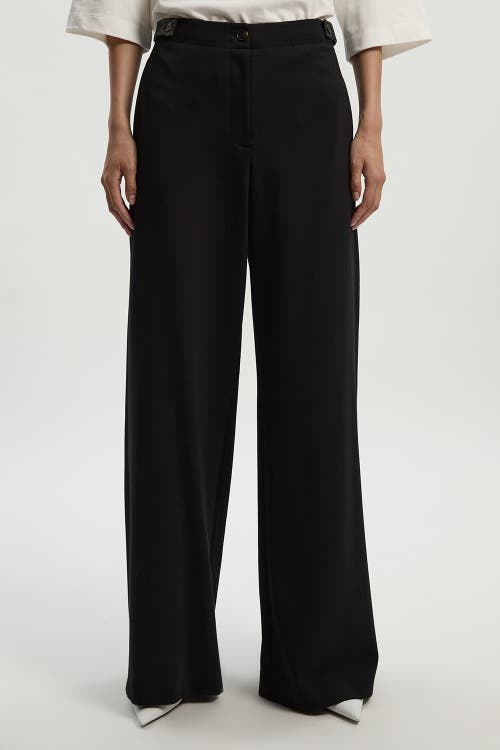 Karen Millen Ponte Pu Wide Leg Pants In Black