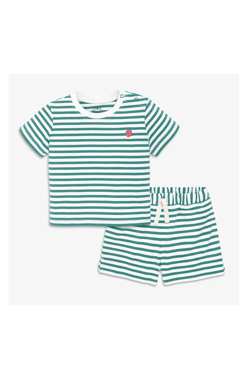 Primary Baby Stripe Embroidered Set, Main, color, Sunwashed Teal White Stripe
