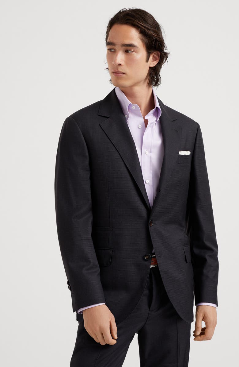 Brunello Cucinelli Houndstooth blazer, Alternate, color, Anthracite