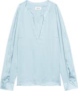 Zadig & Voltaire Torny Satin Split Neck Top