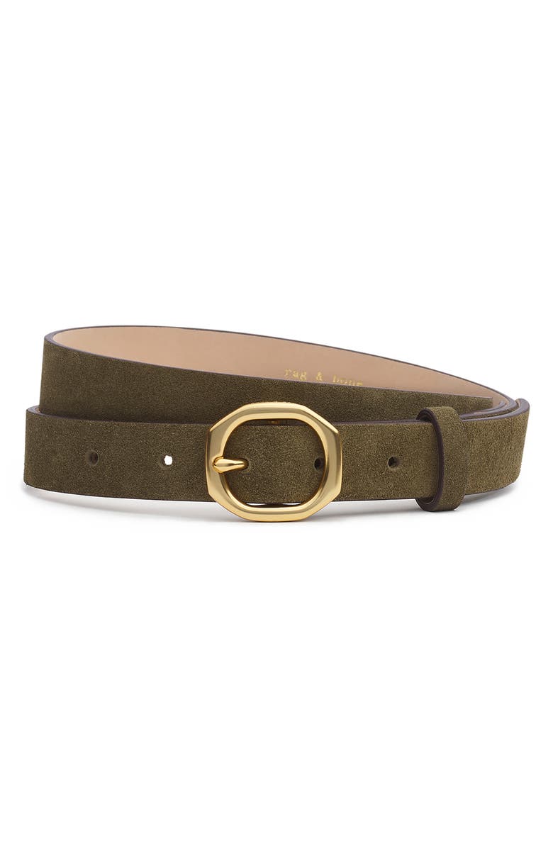 rag & bone Small Audrey Suede Belt, Main, color, Olive Suede