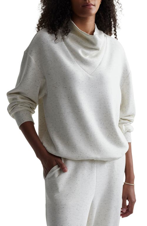 Varley Betsy Funnel Neck Sweatshirt In Ivory Marl Fleck