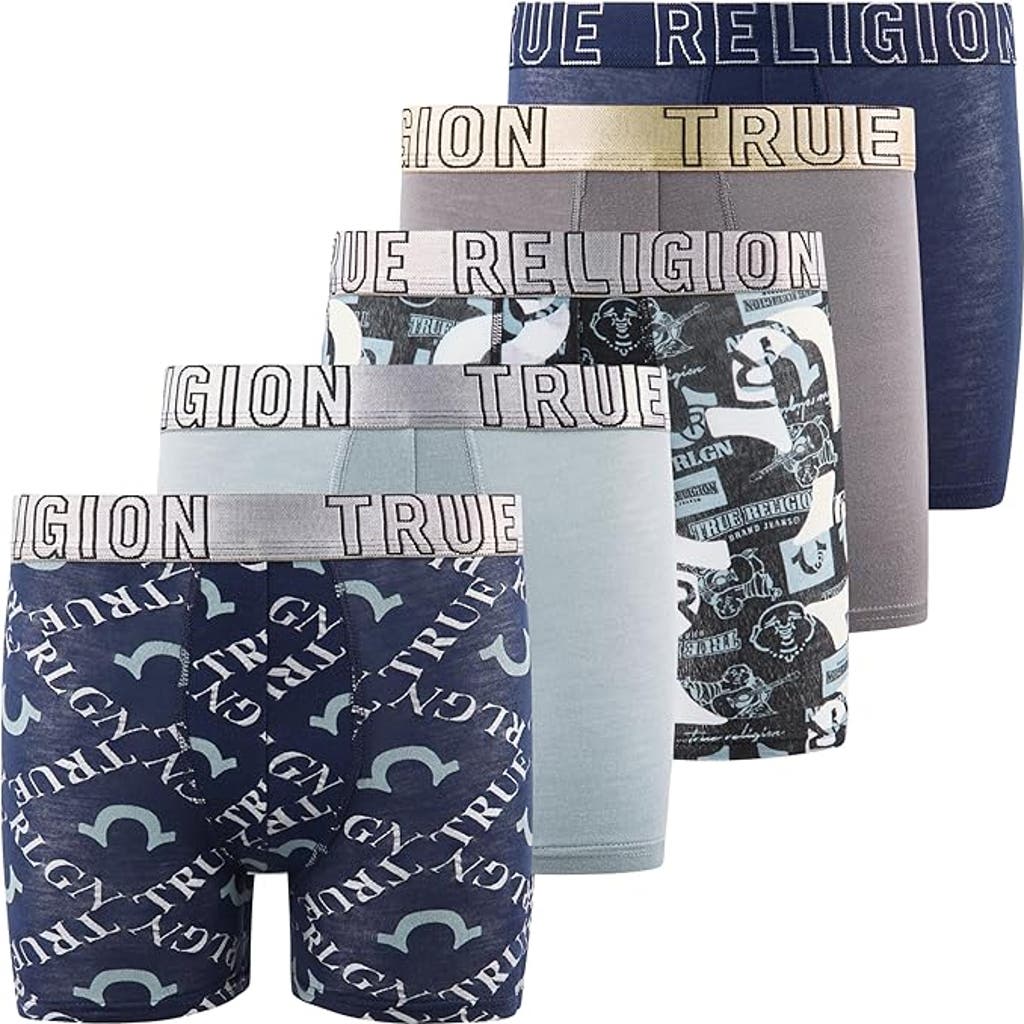 True Religion Boxer Briefs Pack Of 5 In Blue