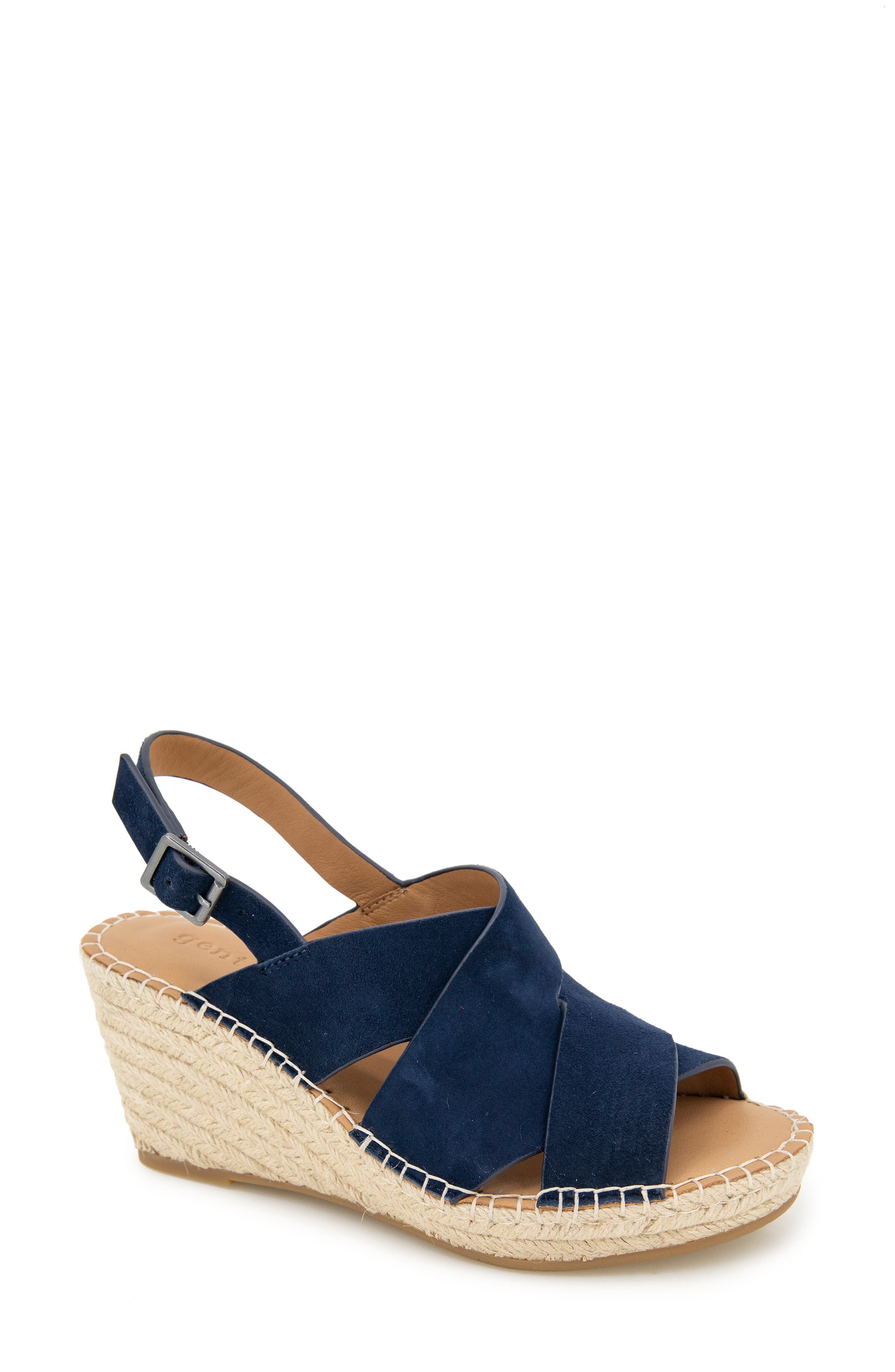 Gentle Souls Claudia Slingback Espadrille Wedge Pump, Main, color, Navy Suede