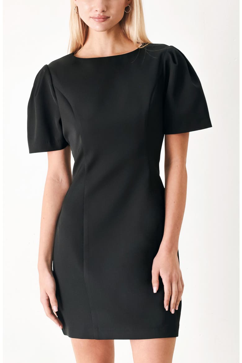 Puff Sleeve Minidress, Alternate, color, BLACK