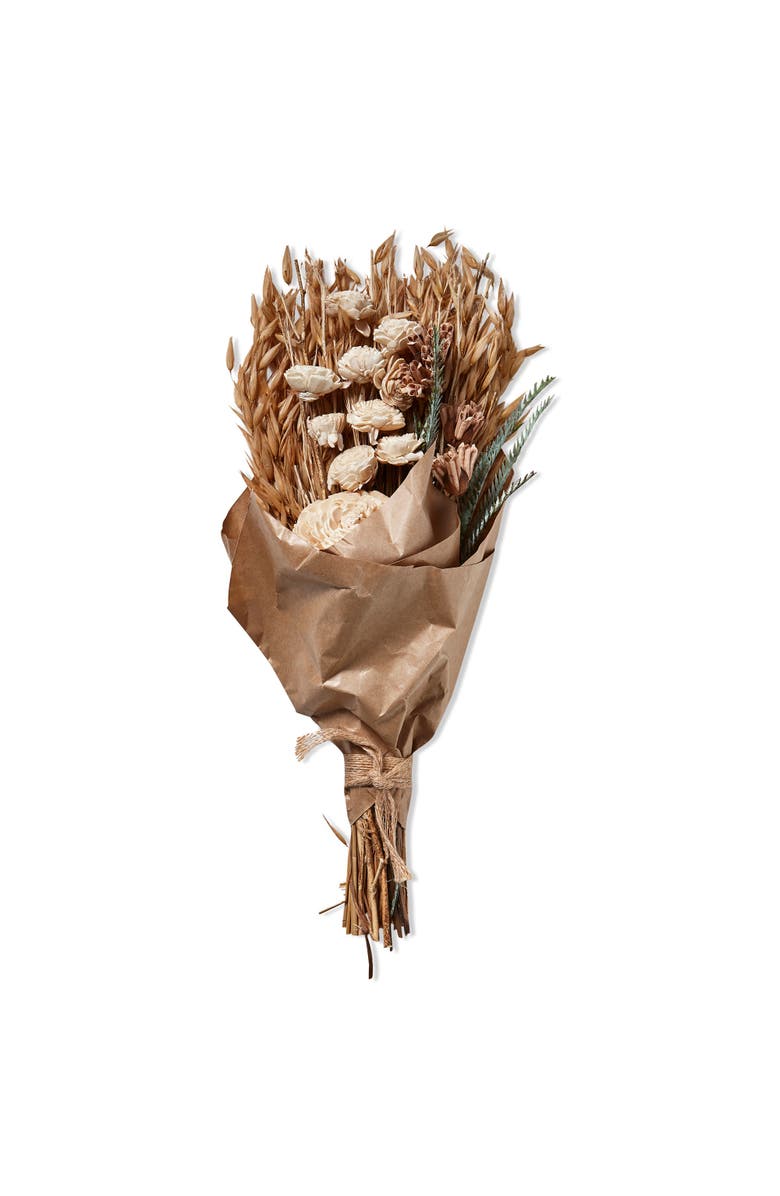 tag Natural Dried Flower Bouquet in Kraft Decorative Sculpture, Main, color, White