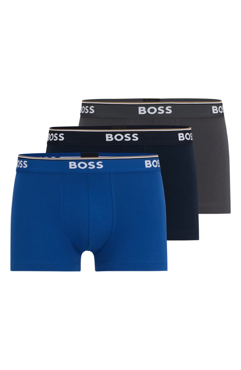 BOSS 3-Pack Power Stretch Cotton Trunks, Alternate, color, Open Blue