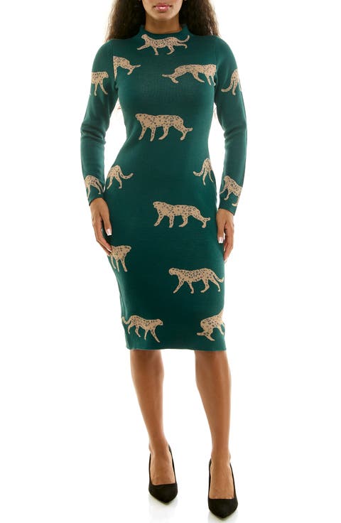 Long Sleeve Jacquard Sheath Dress