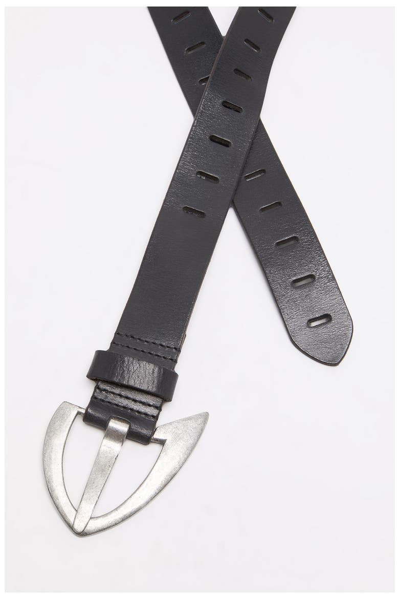 Noa Leather Belt, Alternate, color, BLACK