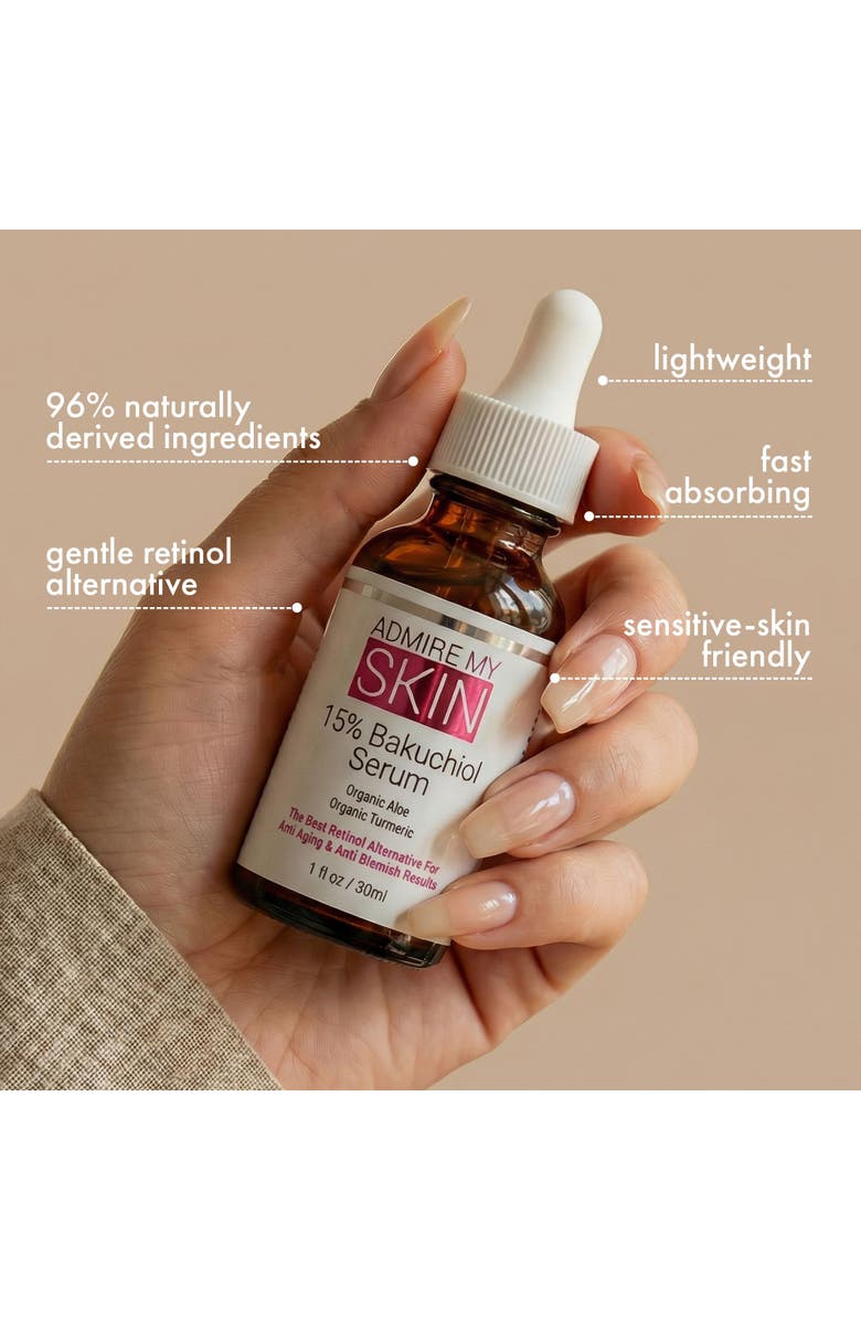 Admire My Skin 15% Bakuchiol Serum Natural Retinol Alternative, Alternate, color, Clear