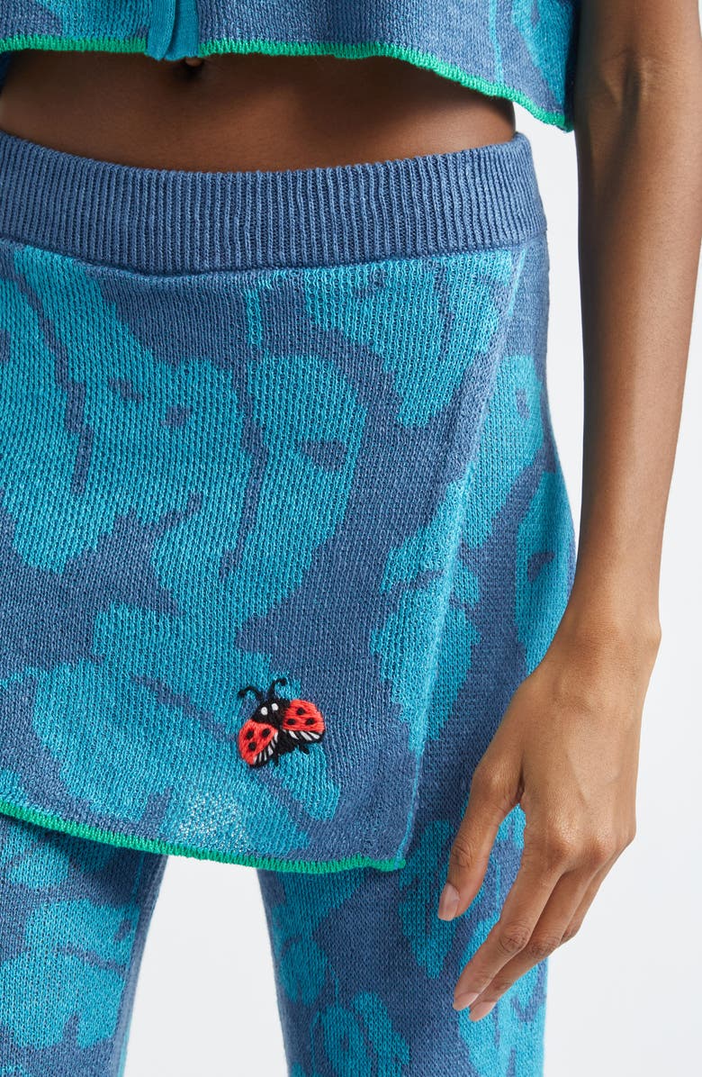 YanYan Monstera Jacquard Baggy Linen Skirt Pants, Alternate, color, 