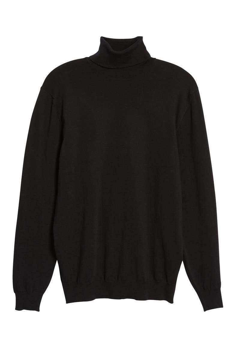 Regular Fit Stretch Cotton Turtleneck, Alternate, color, BLACK