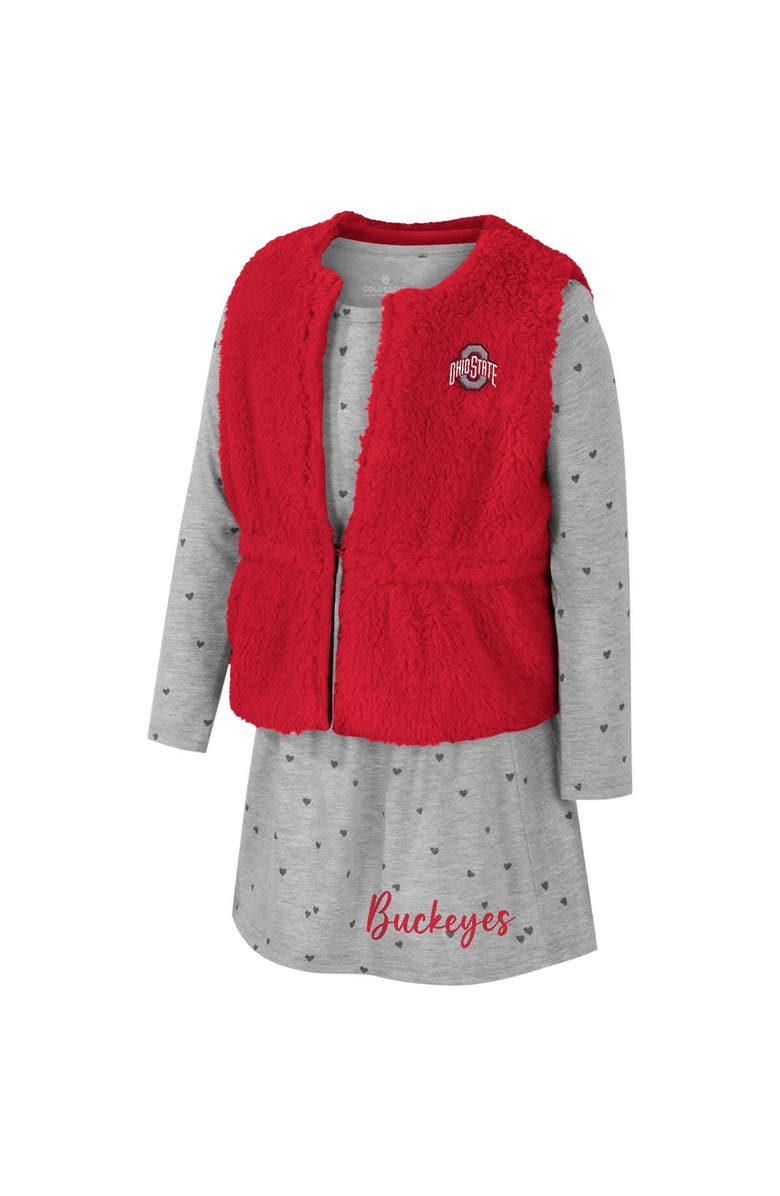 COLOSSEUM Girls Toddler Colosseum Scarlet Ohio State Buckeyes Meowing Vest & Dress Set, Alternate, color, Scarlet