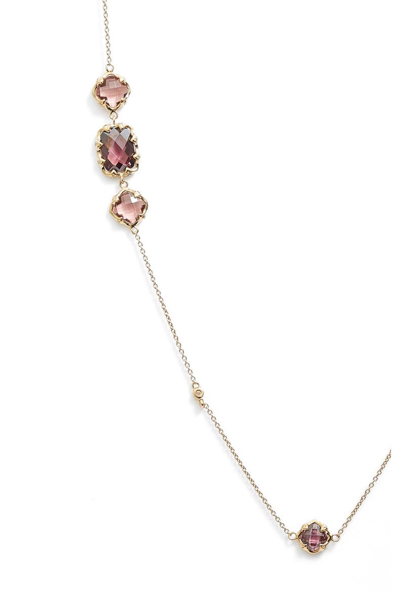 Semiprecious Stone Long Station Necklace, Alternate, color, PINK/ BURGUNDY