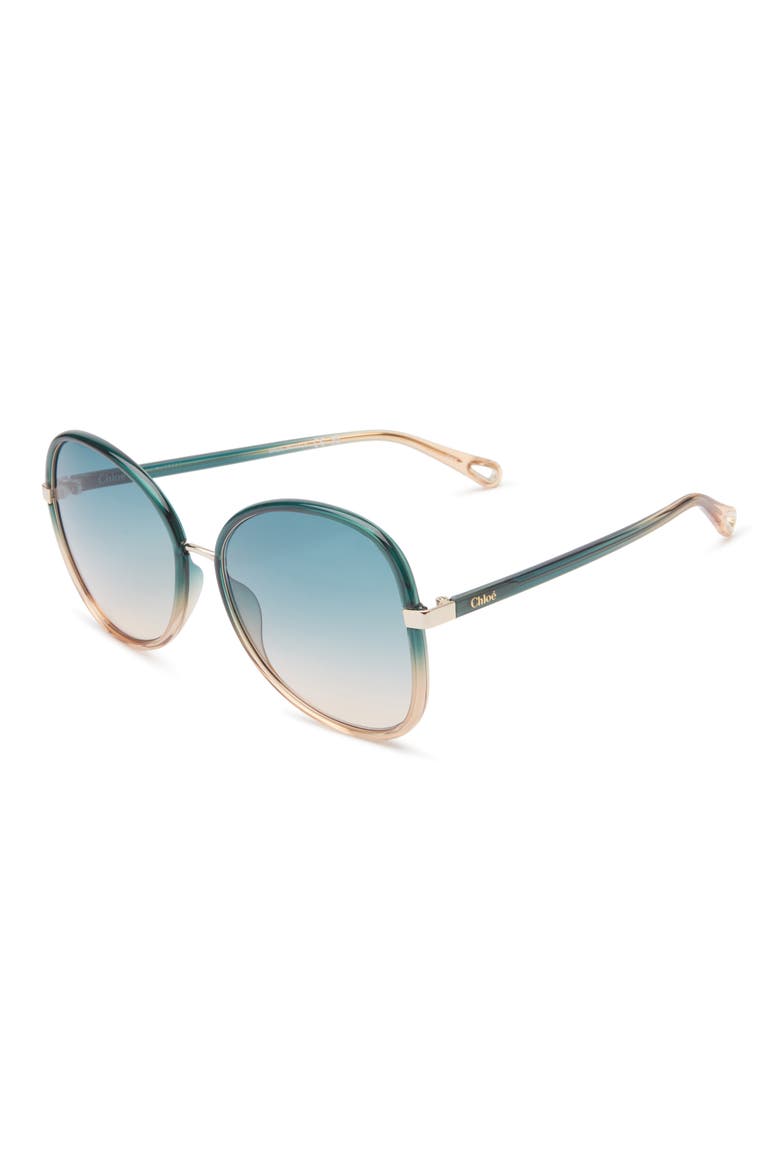 57mm Novelty Oversize Sunglasses, Alternate, color, GREEN BLUE GREEN