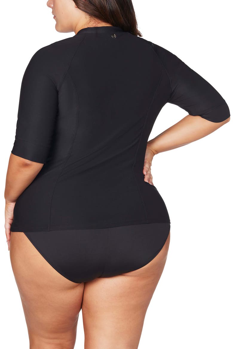 Sunsafe Short Sleeve Swim Top, Alternate, color, BLACK