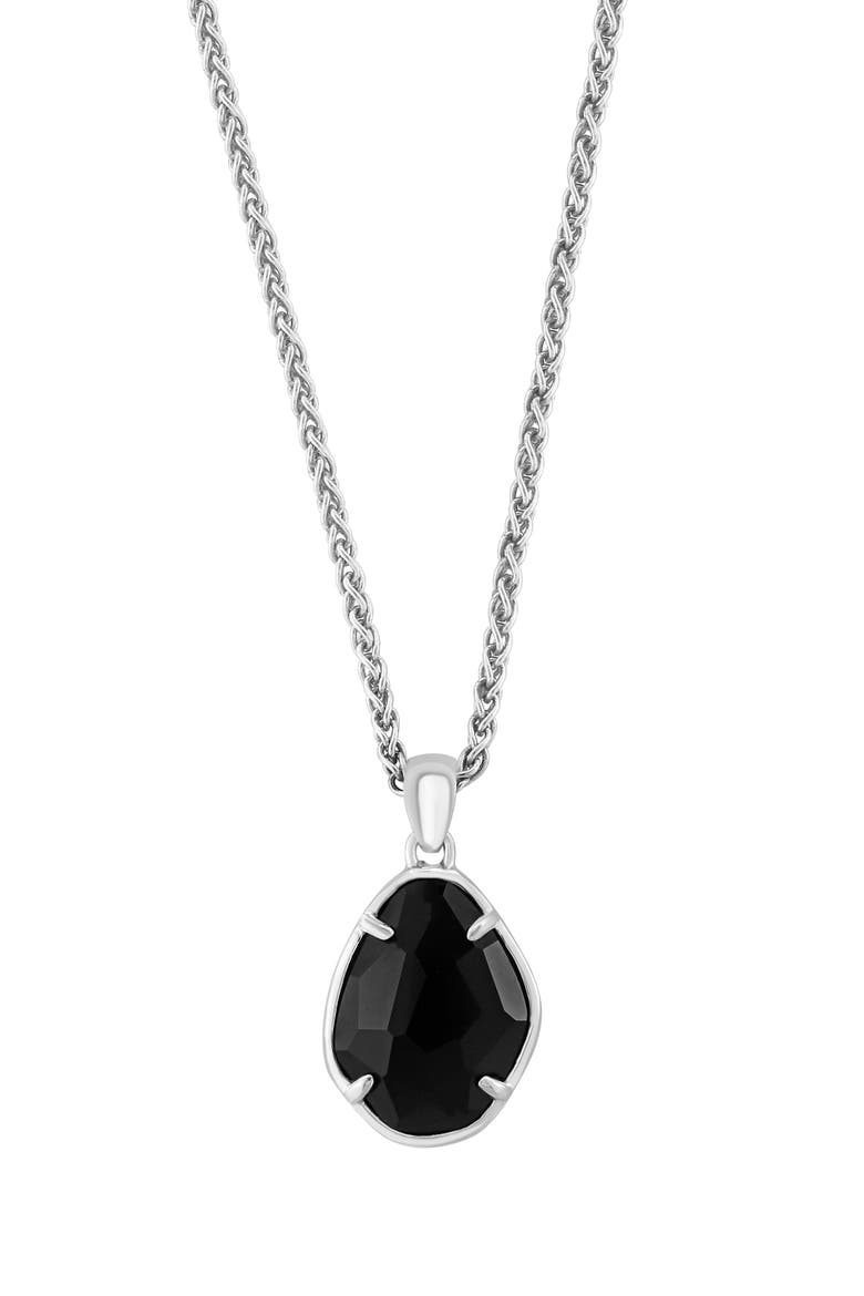 Sterling Silver Onyx Pendant Necklace, Main, color, BLACK