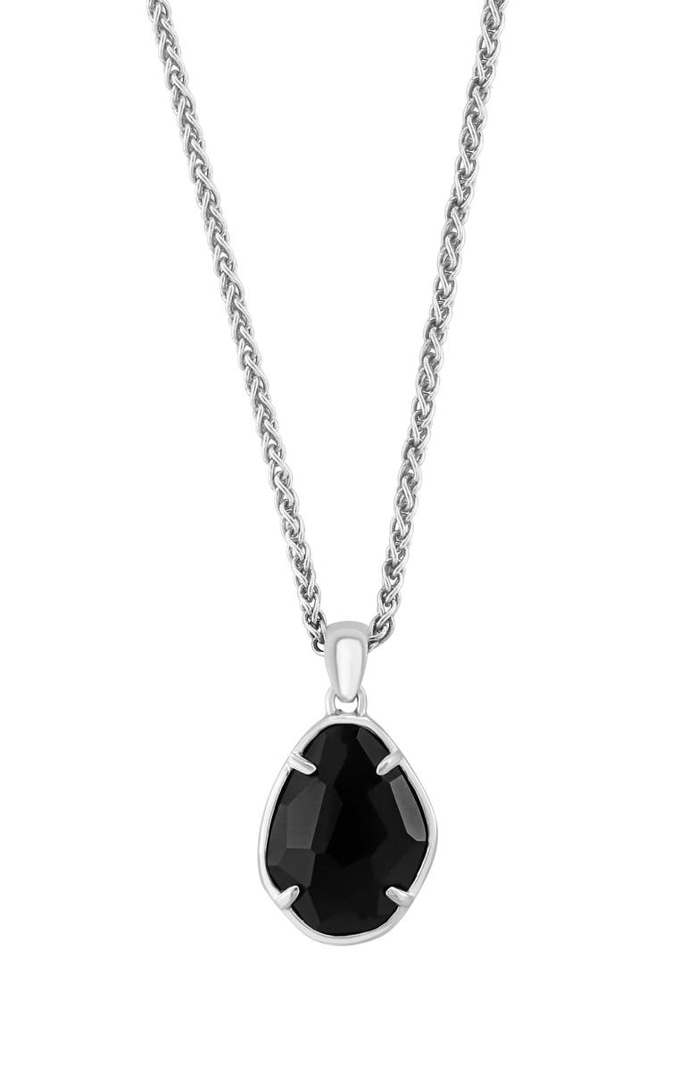 EFFY Sterling Silver Onyx Pendant Necklace, Main, color, Black