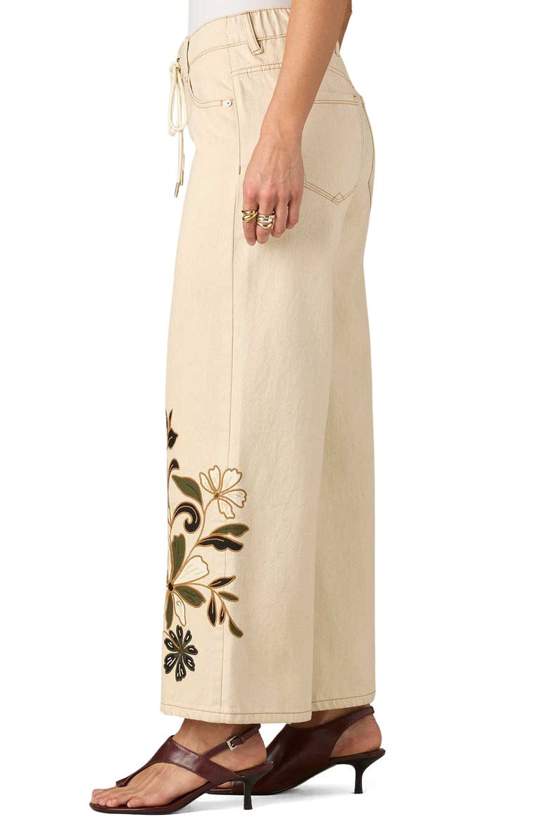 27/24 Flower Appliqué High Waist Wide Leg Jeans, Alternate, color, HEATHERED BIRCH/ CARAMEL