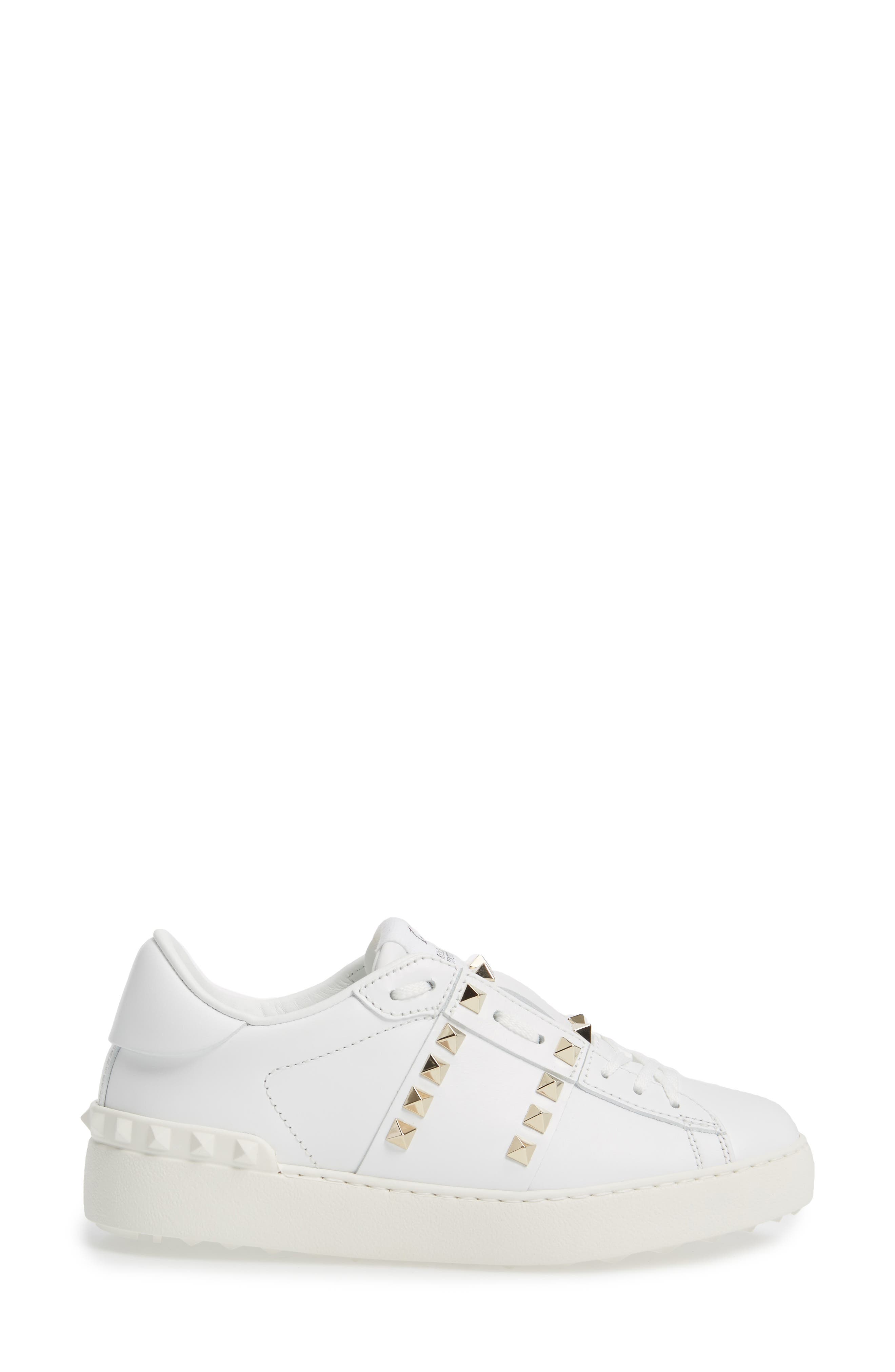 Valentino Garavani Rockstud Sneaker, Alternate, color, White Leather