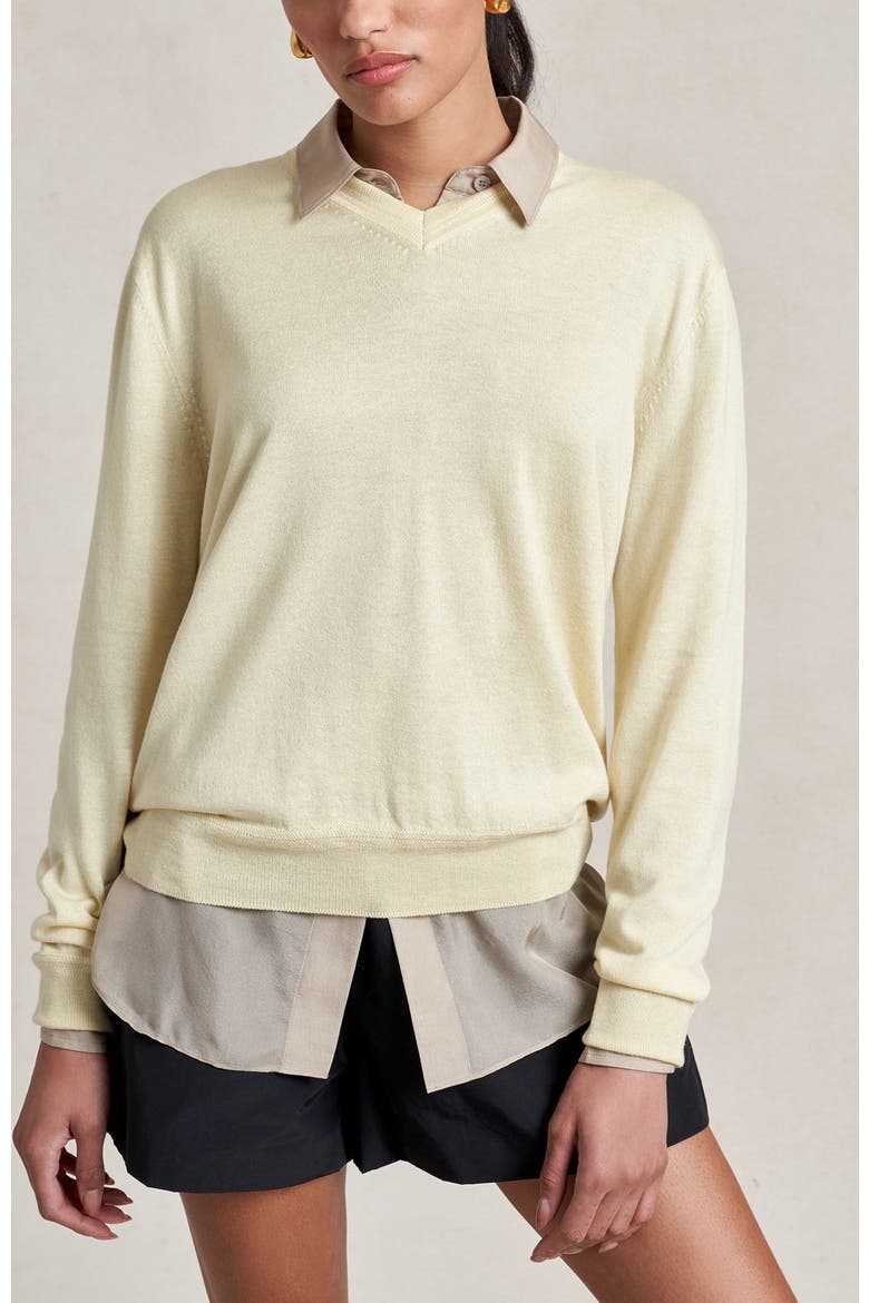 Ben V Neck Sweater, Main, color, Butter