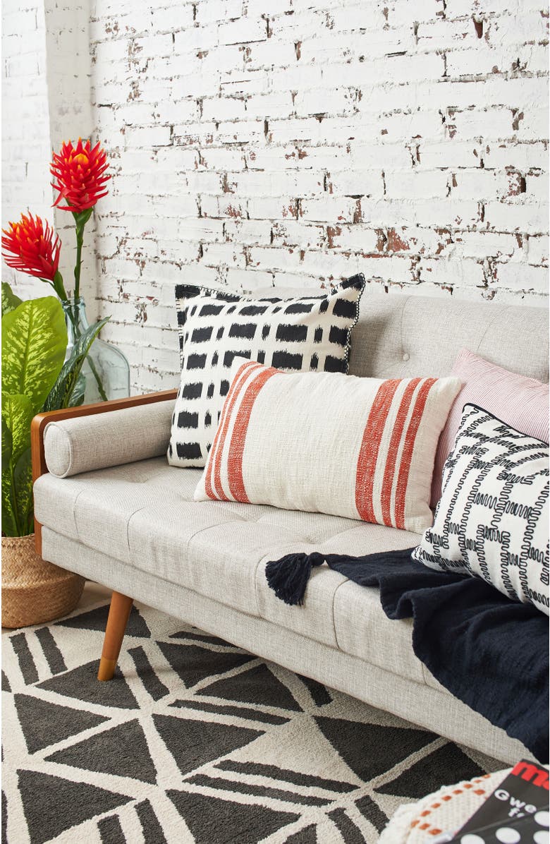 carol & frank Crawford Geometric Art Deco Black & White Cotton Decor Throw Pillow, Alternate, color, Black