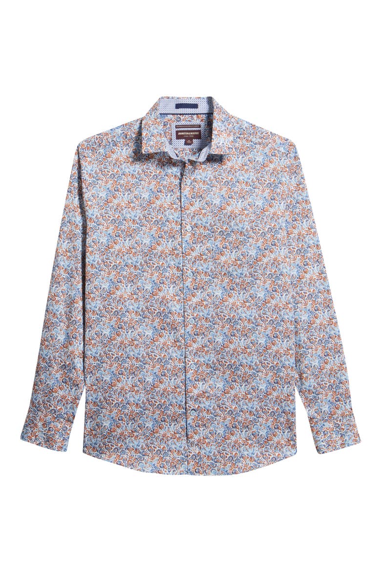 Logan Print Button-Up Shirt, Alternate, color, ORANGE/ NAVY PAISLEY