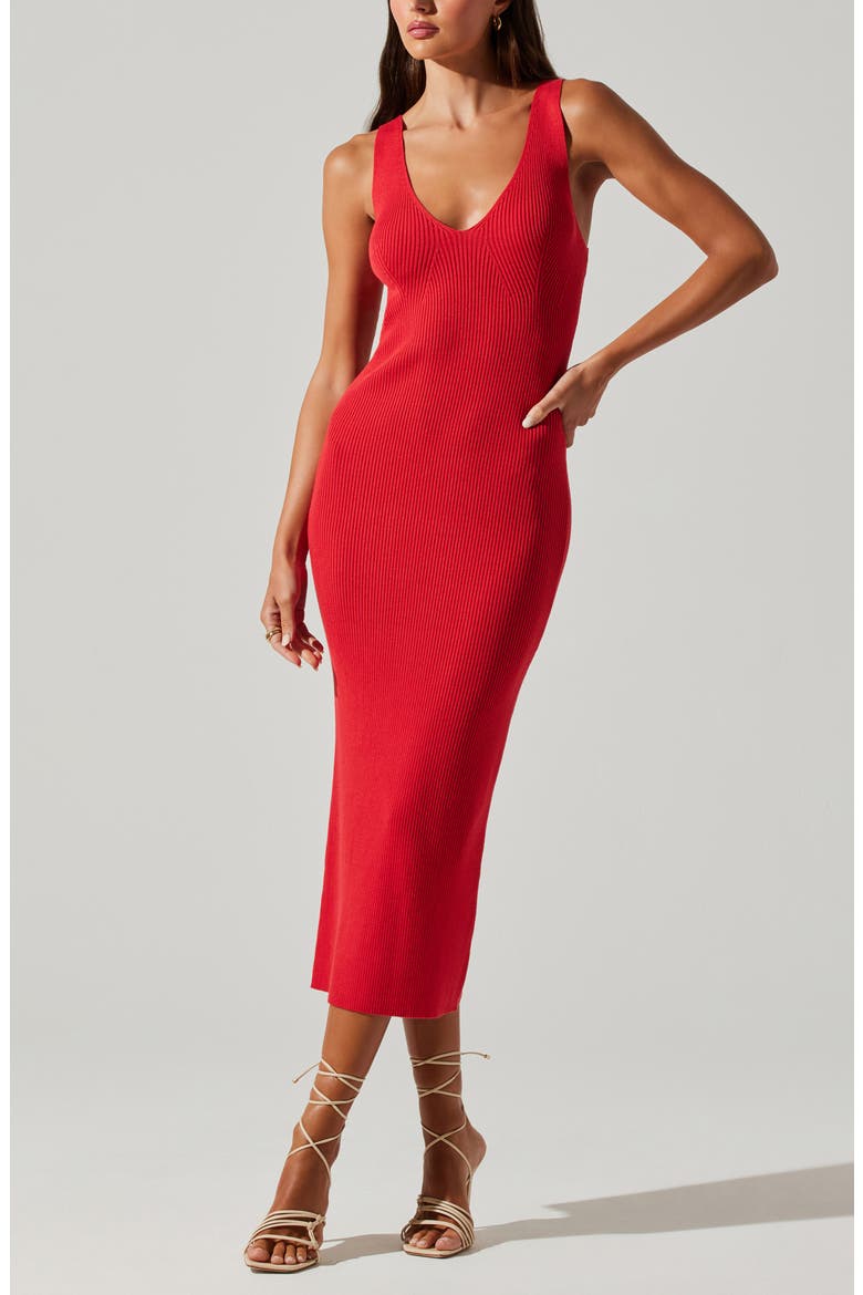Gracen Sleeveless Cutout Sweater Dress, Alternate, color, RED