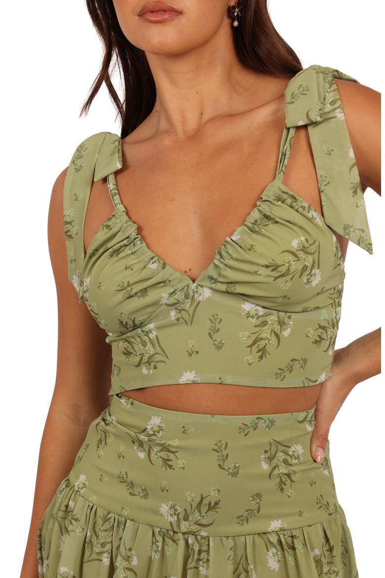 Dorothy Crop Camisole Top & High Waist Skirt Set, Alternate, color, SAGE BOTANICA