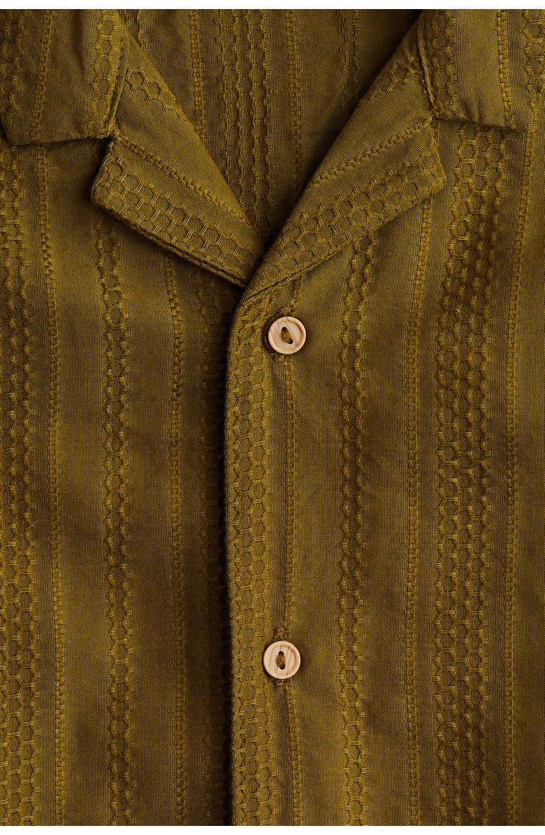 H&M Textured Cotton Resort Shirt, Alternate, color, Dark Green