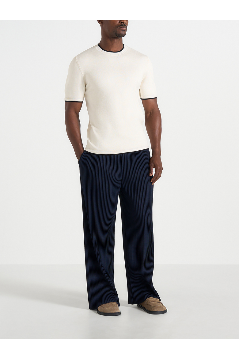 Jonas Pleated Wide Leg Pants, Alternate, color, Navy