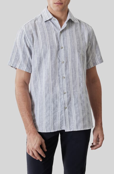 Daiki Stripe Short Sleeve Button-Up Shirt