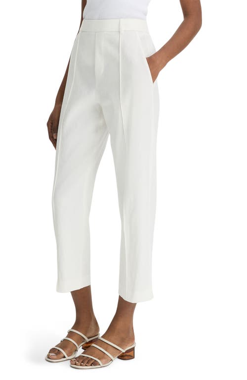 Vince Linen Blend Mid Rise Tapered Pull On Pants In Off White