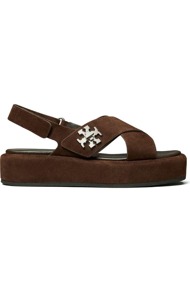 Tory Burch Turnlock Slingback Platform Sandal, Alternate, color, Dark Cocoa