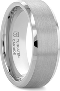 Larson Jewelers Sheffield Flat Beveled Tungsten Carbide Wedding Band Brushed Center Comfort Fit