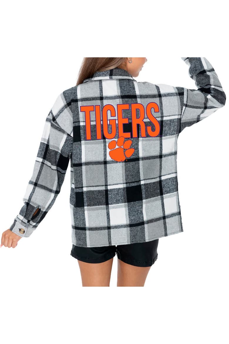 Women's Gameday Couture Gray Clemson Tigers End Zone Game Flannel Button-Up Shirt, Alternate, color, Gray