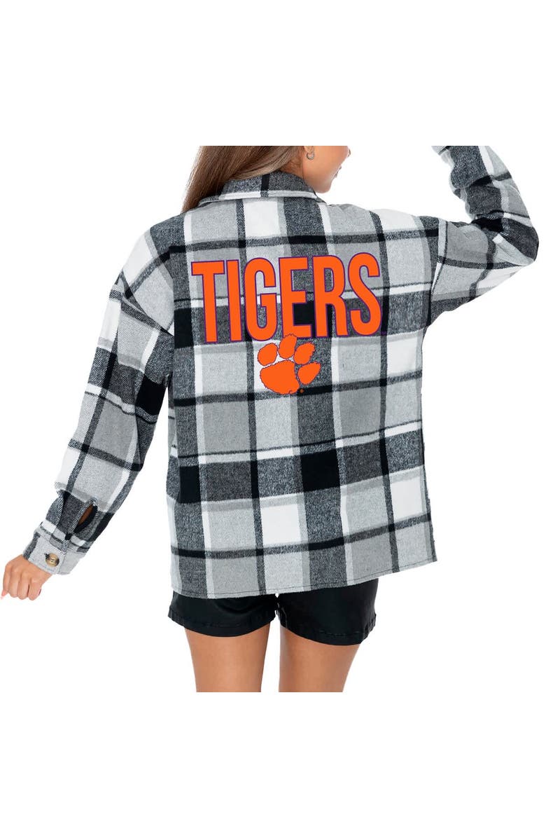 GAMEDAY COUTURE Women's Gameday Couture Gray Clemson Tigers End Zone Game Flannel Button-Up Shirt, Alternate, color,