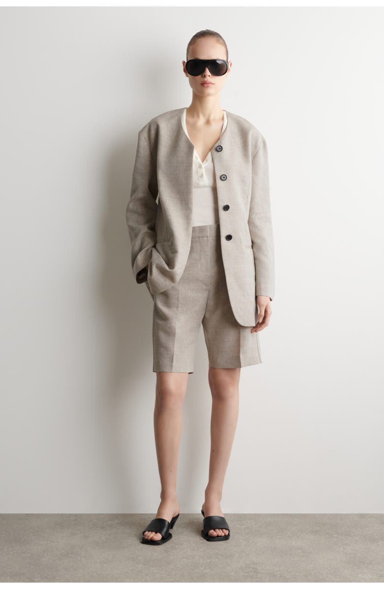 COS Tailored Linen Shorts, Main, color, Beige Mélange