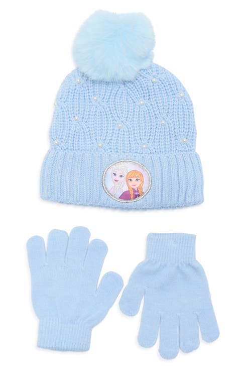 Kids' Frozen Faux Pearl Pom Beanie & Gloves Set