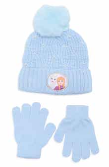 Kids' Frozen Faux Pearl Pom Beanie & Gloves Set