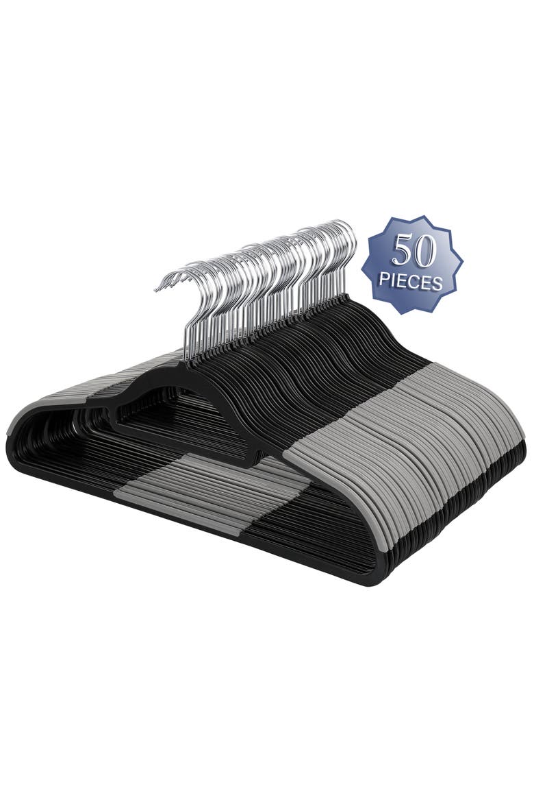 50 Piece Plastic Non Slip Hanger, Main, color, Black