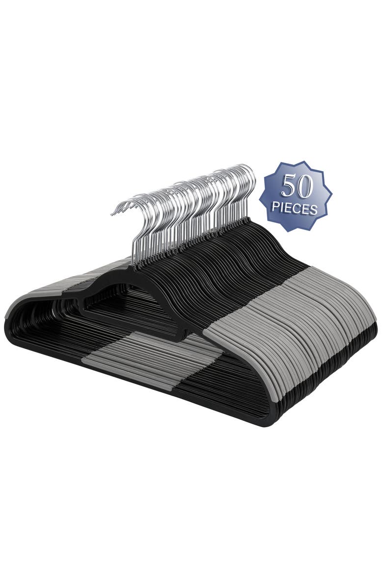 Elama Home 50 Piece Plastic Non Slip Hanger, Main, color, Black