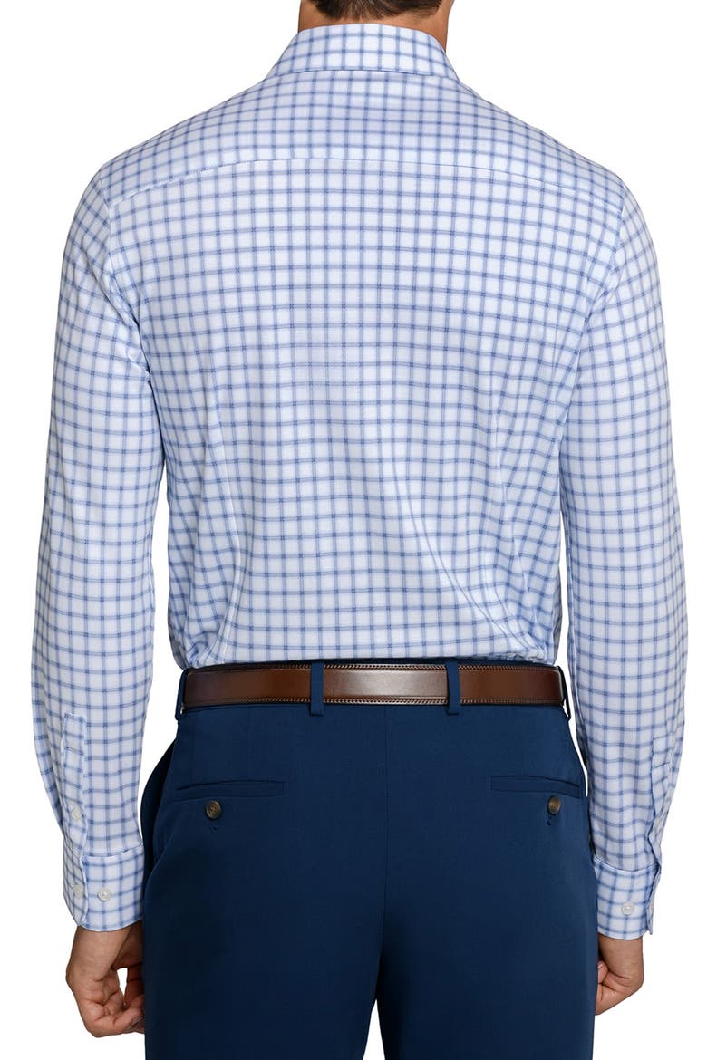 Reworked Slim Fit Navy Check Print Cotton Dress Shirt, Alternate, color, WHITE/ NAVY