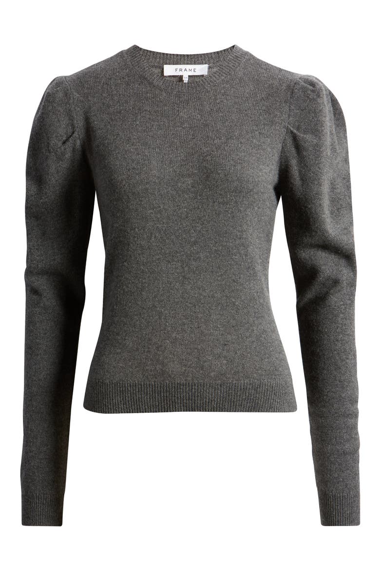 Puff Shoulder Cashmere & Wool Sweater, Alternate, color, DARK GRIS HEATHER