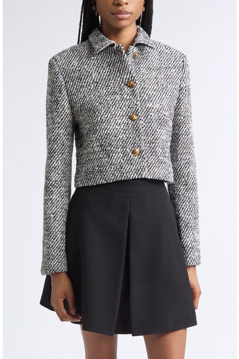 Wool Blend Bouclè Jacket, Main, color, BLACK WHITE